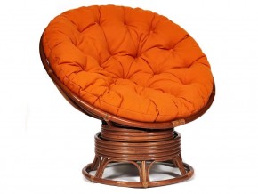 Кресло-качалка Papasan w 23/01 B с подушкой Pecan, ткань Оранжевый в Ревде - revda.магазин96.com | фото